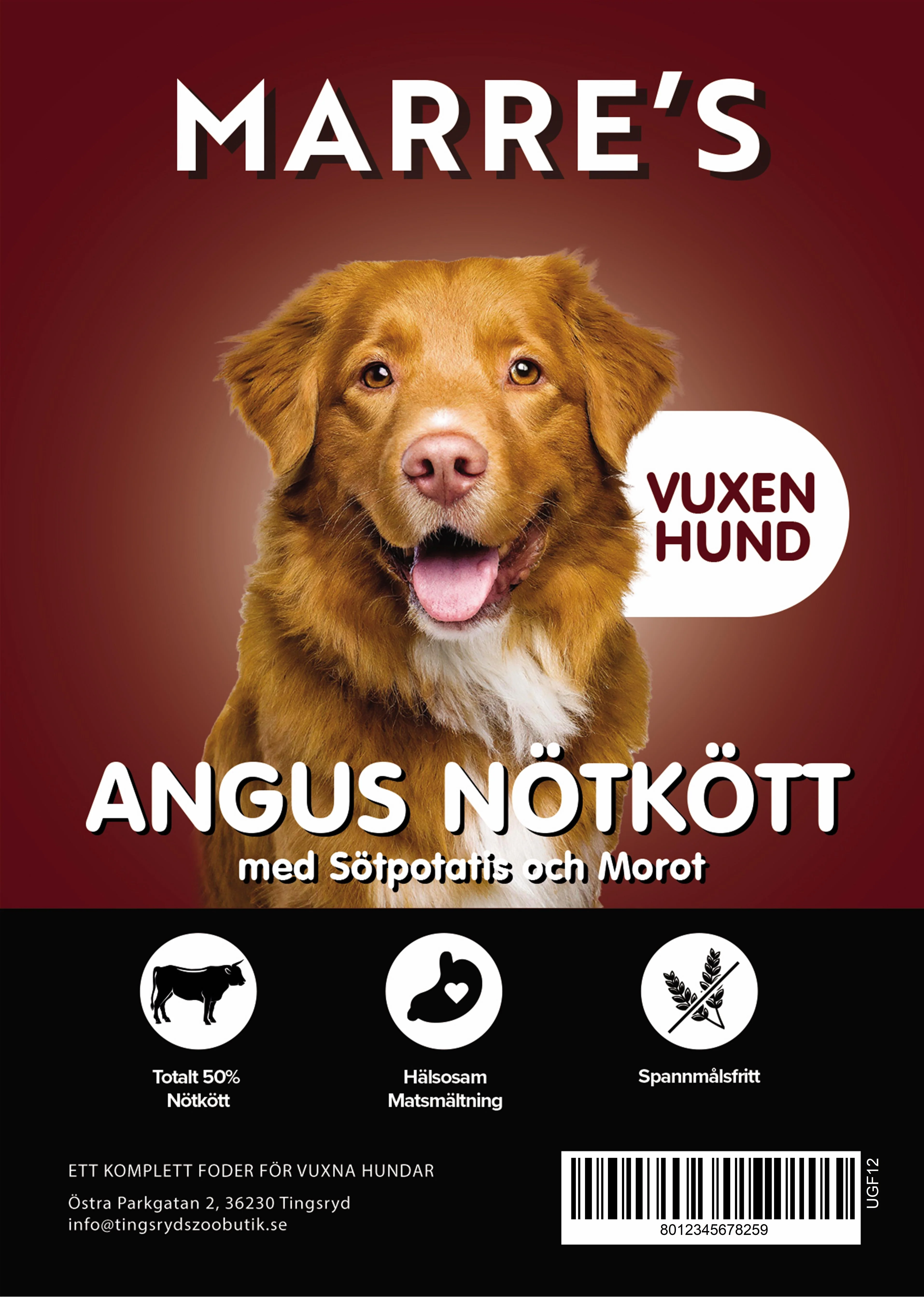 Marre´s Vuxen Hund Angusbiff 2kg