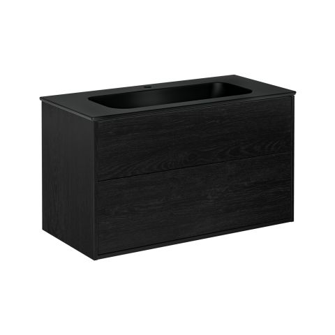 Gustavsberg Artic GB71ACVU10TK381 Kommodpaket svart askfaner/mattsvart, 100 cm, 1 blandarhål Svart askfaner/mattsvart