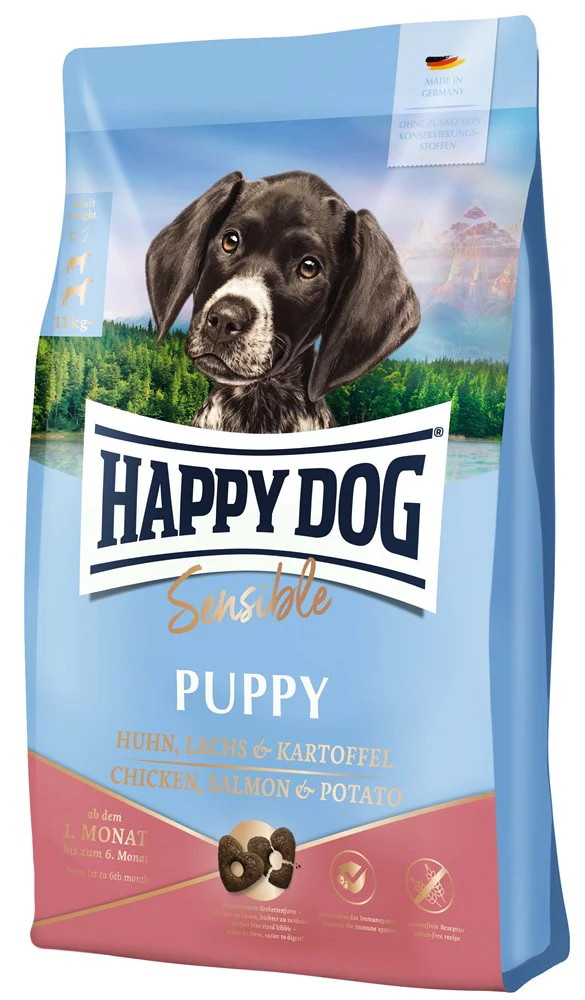 HappyDog Sens. Puppy Salmon & Potato 4 kg