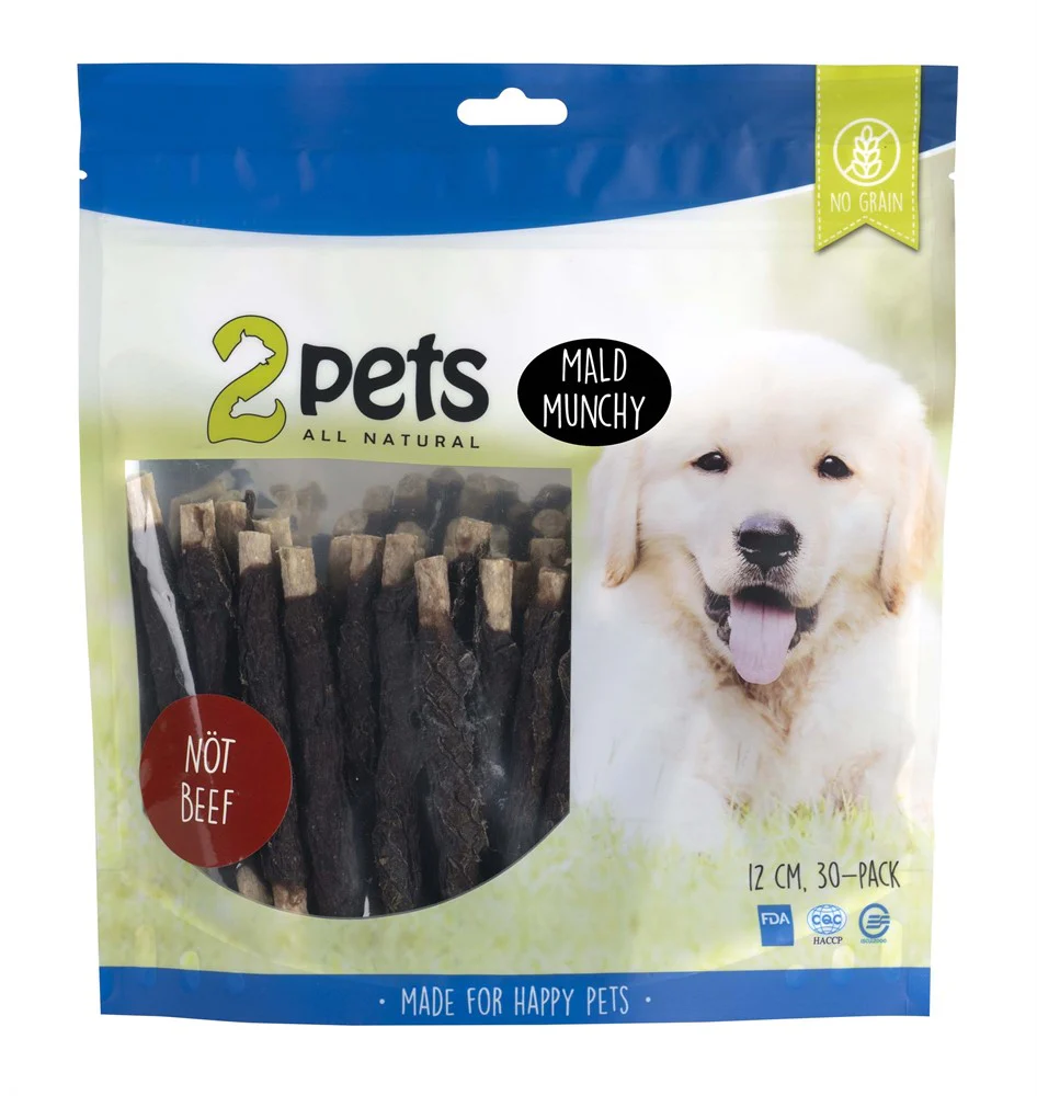 2pets Tuggpinne mald, nötkött, 12cm, 30-pack