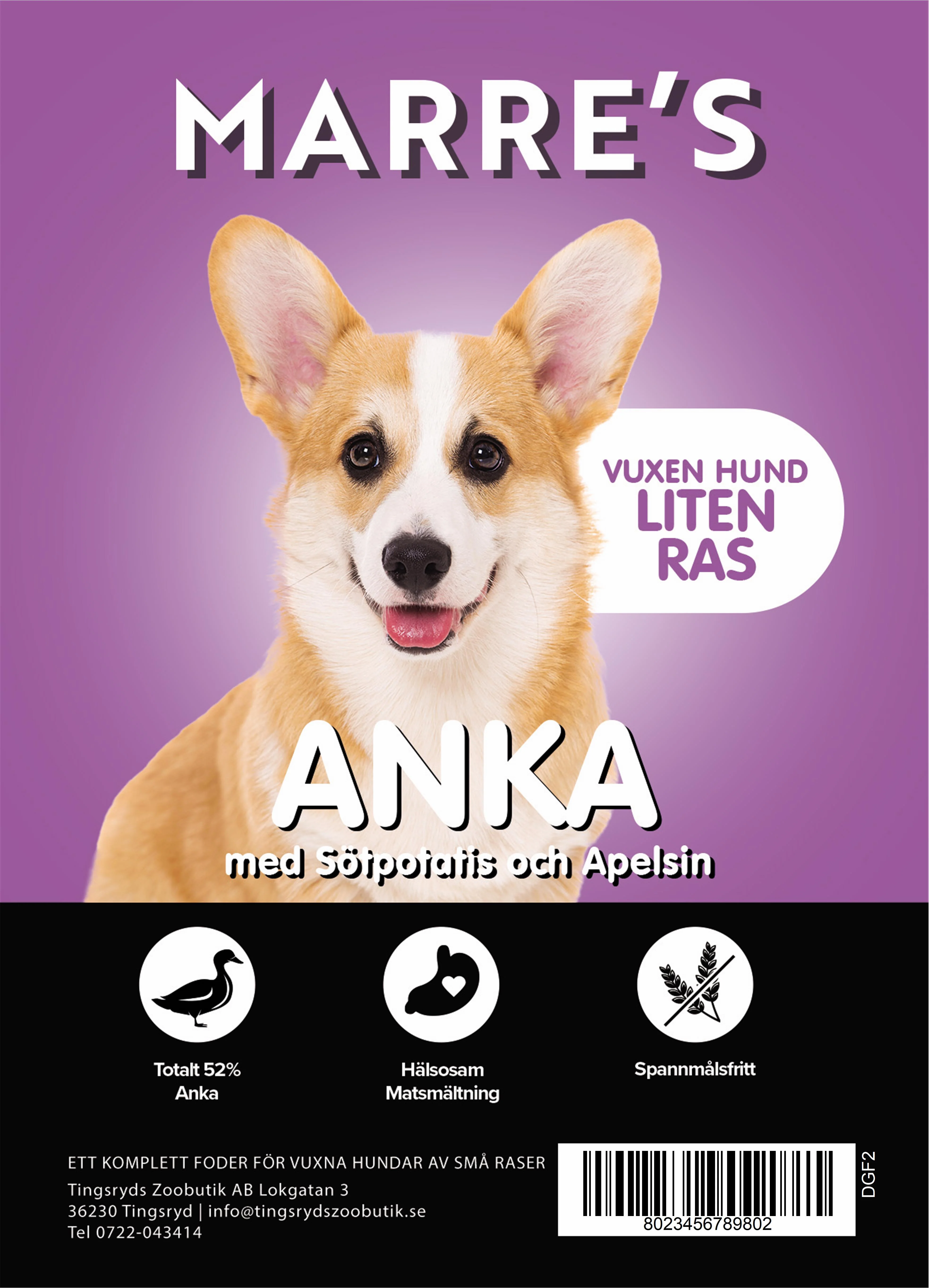 Marre´s Vuxen Hund Liten Ras Anka 6kg