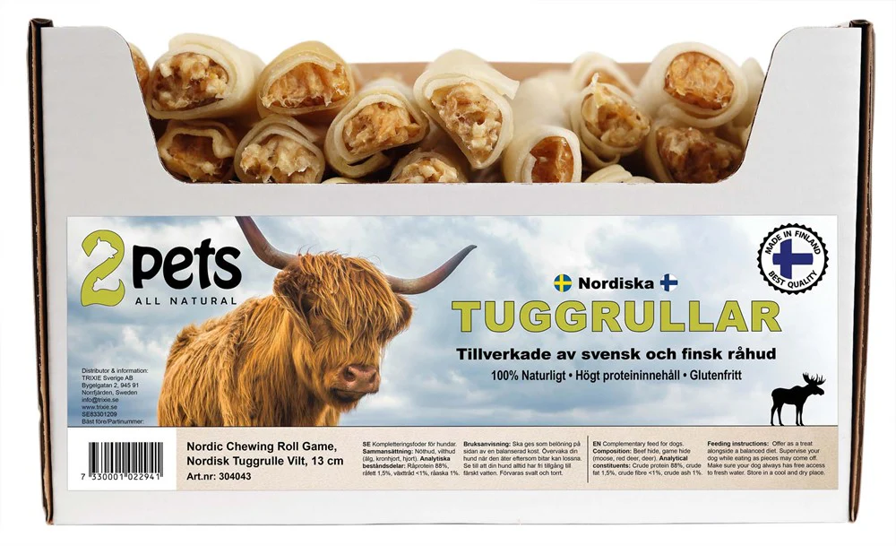 2pets Nordisk tuggrulle med vilt, 13 cm