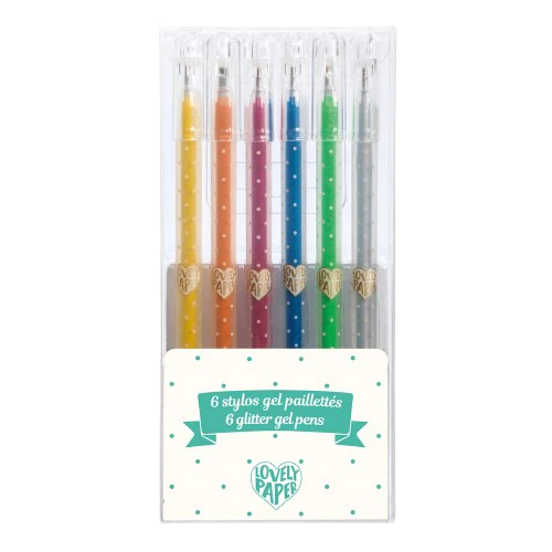 6 glitter gel pens