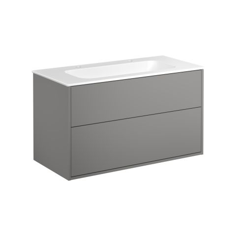Gustavsberg Artic GB71ACVU10TLSW2 Kommodpaket askgrå/mattvit, 100 cm, 2 blandarhål Askgrå/mattvit