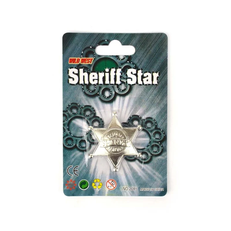 Sheriffstjärna i silvermetall 5,5cm