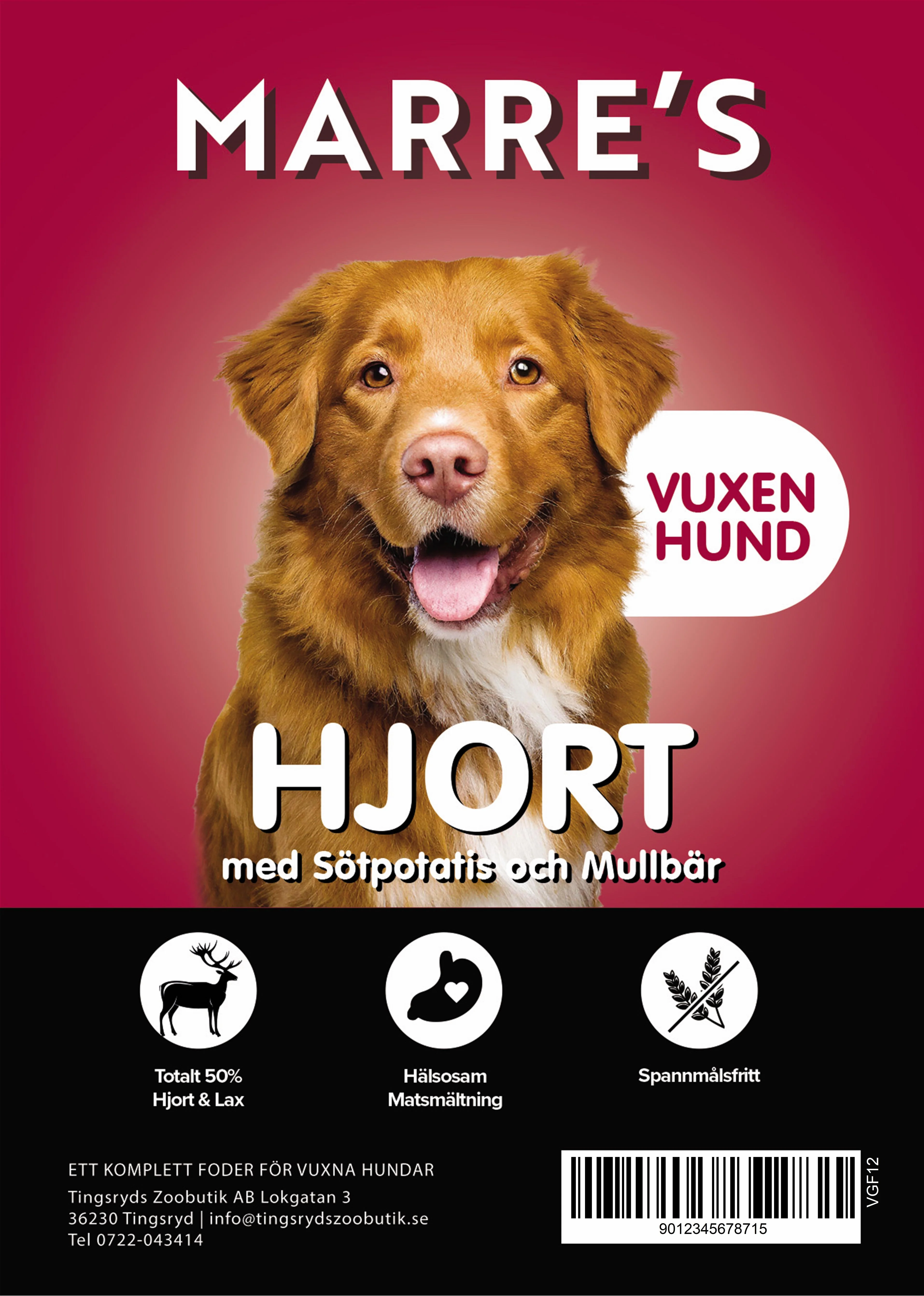 Marre´s Vuxen Hund Hjortkött 2kg